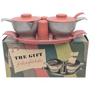 Federal Hostessware Salt Pepper Cream Sugar Canyon Clay Plastic Vtg MCM USA